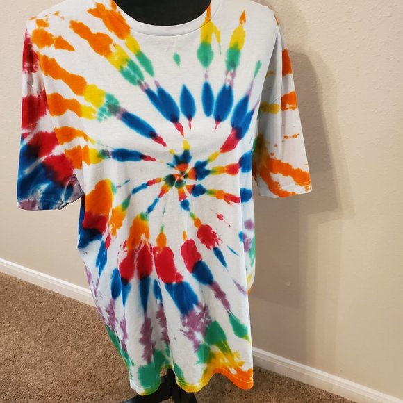Tie dye boho style unisex T shirt size XL. 100% soft cotton. - Picture 4 of 11